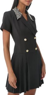 1747022685 karl lagerfeld paris womens pleated buttons pearl dress black 10.jpg