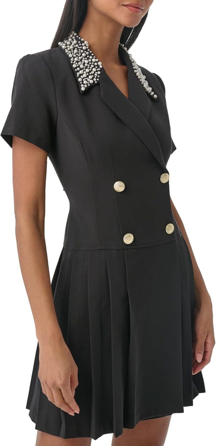 1747022685 karl lagerfeld paris womens pleated buttons pearl dress black 10.jpg