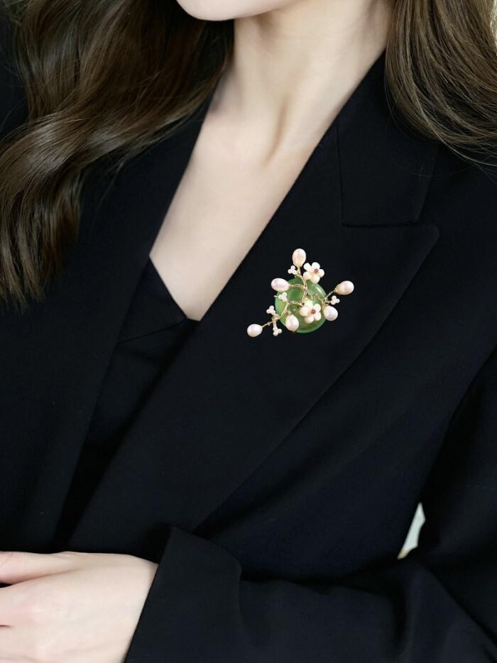 1747033711 14k gold delicate moissanite brooch high end chinese style wax plum yellow agate fortune gourd pin for women auspicious gift for her.jpg