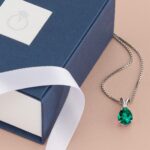 1747041801 peora created emerald with genuine diamond pendant for women 14k white gold elegant teardrop solitaire pear shape 10x7mm 1.75 carats total green emerald jewelry may birthstone wjewelry box.jpg