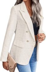 1747062342 2025 womens spring tweed blazer jacket plaid fully lined fashion business casual lapel elegant coat with pockets.jpg