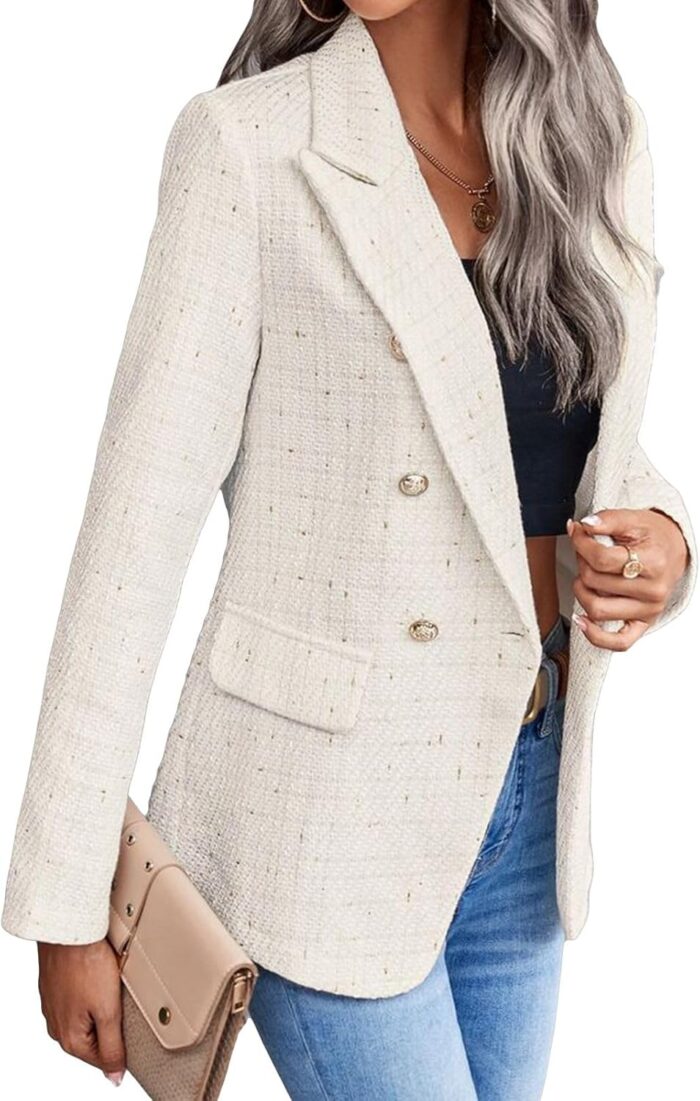 1747062342 2025 womens spring tweed blazer jacket plaid fully lined fashion business casual lapel elegant coat with pockets.jpg