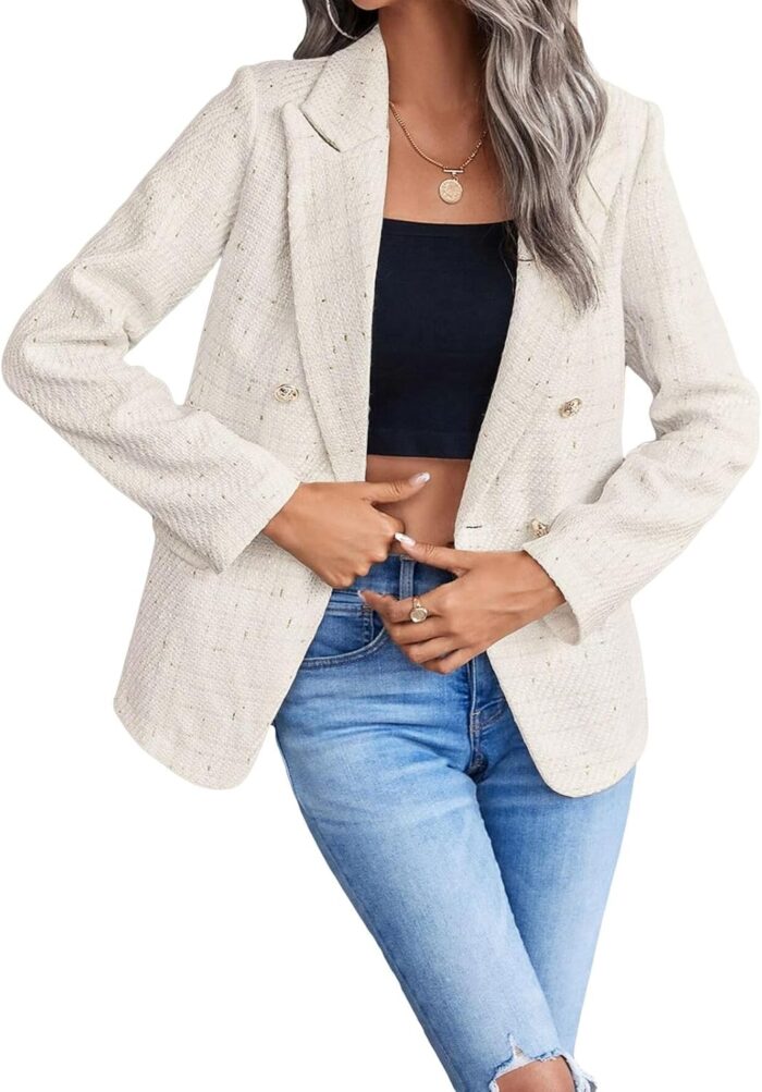 1747062343 2025 womens spring tweed blazer jacket plaid fully lined fashion business casual lapel elegant coat with pockets.jpg
