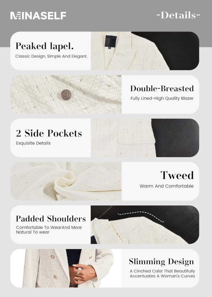 1747062345 2025 womens spring tweed blazer jacket plaid fully lined fashion business casual lapel elegant coat with pockets.jpg