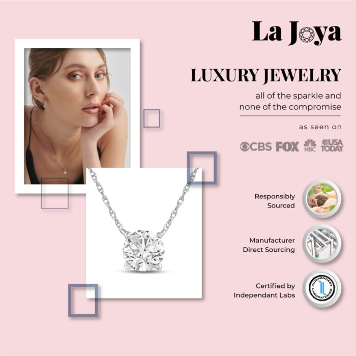 1747067408 la joya 1 carat diamond necklaces for women gh vssi lab grown solitaire diamond necklace pendants solid gold chain included variety of shapes to choose from.jpg