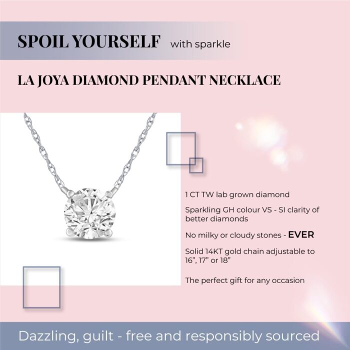 1747067409 la joya 1 carat diamond necklaces for women gh vssi lab grown solitaire diamond necklace pendants solid gold chain included variety of shapes to choose from.jpg