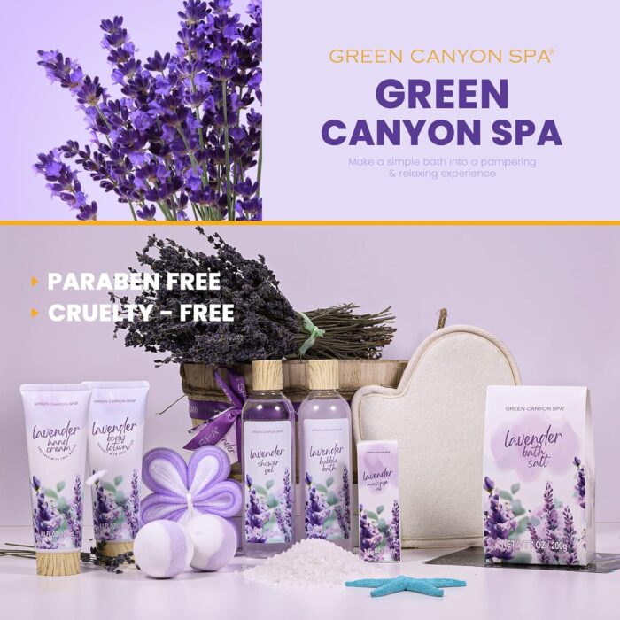 1747089241 green canyon spa gift baskets for women 11pcs lavender bath gift sets with body lotionessential oilspa gifts for womenmothers day gift sets for herbath sets for her gifts.jpg