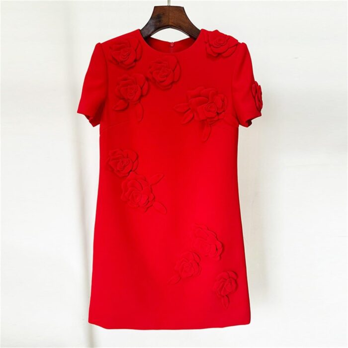 1747093596 women fashion 2025 designer o neck short sleeve flowers appliques mini dress gowns.jpg