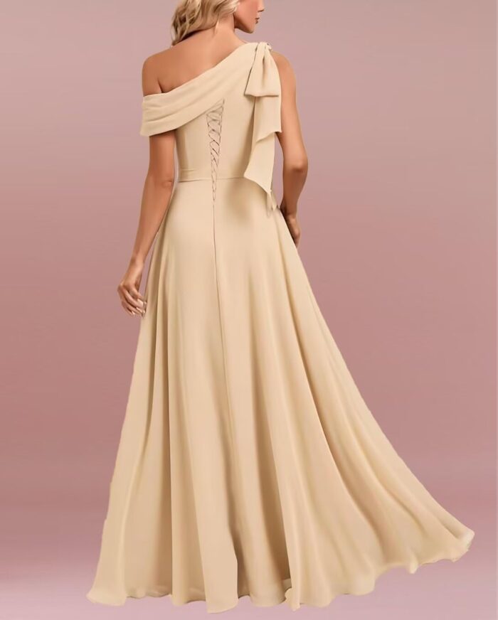 1747097254 one shoulder chiffon bridesmaid dresses for wedding with bow a line prom dress long slit formal evening party gown.jpg