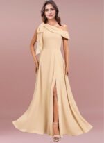 1747097257 one shoulder chiffon bridesmaid dresses for wedding with bow a line prom dress long slit formal evening party gown.jpg