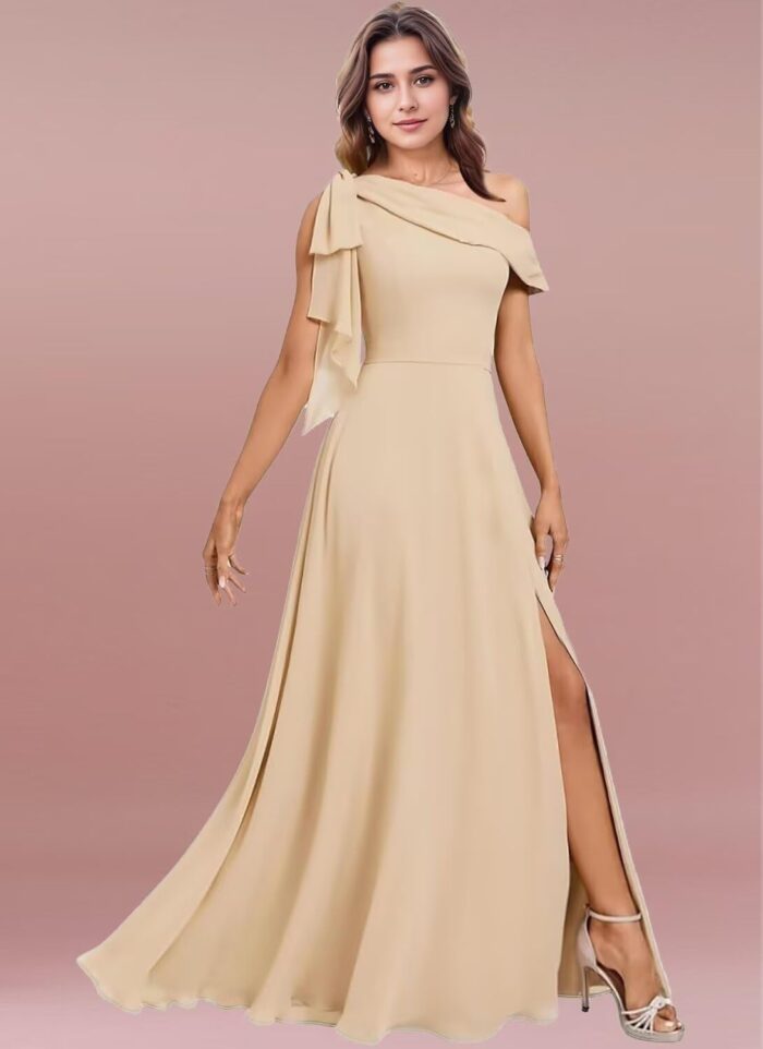 1747097258 one shoulder chiffon bridesmaid dresses for wedding with bow a line prom dress long slit formal evening party gown.jpg