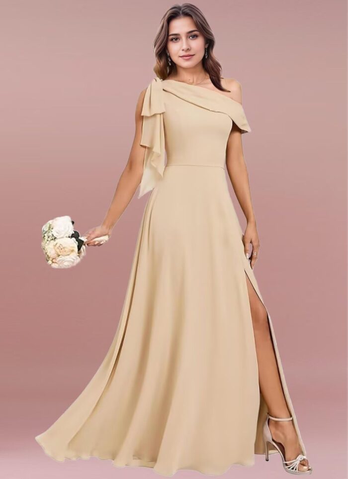 1747097259 one shoulder chiffon bridesmaid dresses for wedding with bow a line prom dress long slit formal evening party gown.jpg