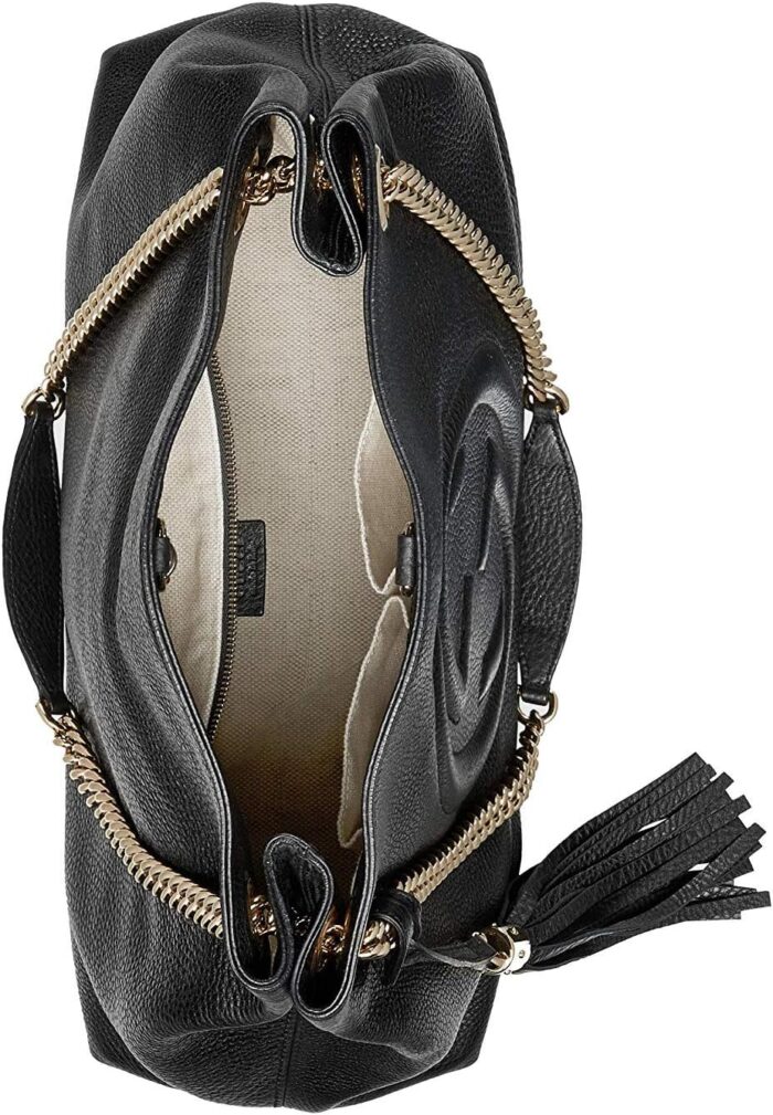 1747101383 gucci soho medium black double leather chain shoulder bag tote black gold new.jpg