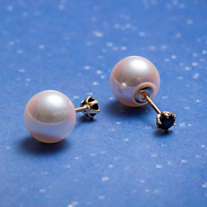 1747112727 japanese 8.0mm akoya cultured pearl earrings black with onyx for women with 18k yellow gold stylish design excellent gift pearl earrings.jpg