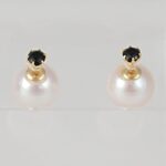 1747112729 japanese 8.0mm akoya cultured pearl earrings black with onyx for women with 18k yellow gold stylish design excellent gift pearl earrings.jpg