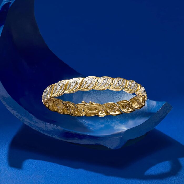 1747118870 ross simons 1.00 ct. t.w. diamond bracelet in 18kt gold over sterling.jpg