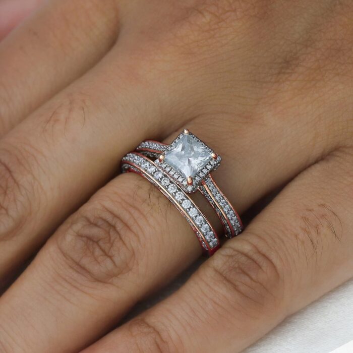 1747126143 2 cttw princess cut lab created moissanite halo bridal set engagement ring for women in 14k gold plated sterling silver vvs1 clarity 2cttw.jpg
