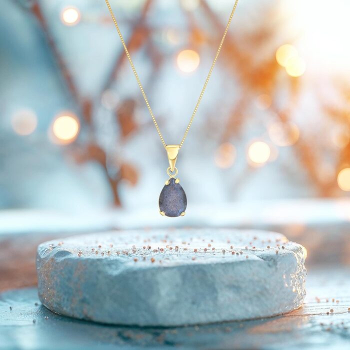 1747127474 14k gold labradorite necklace 14k solid yellow gold dainty teardrop shape pendant with thin 14k gold chain march birthstone 7x10mm teardrop gemstone handmade birthday gift for classy women.jpg