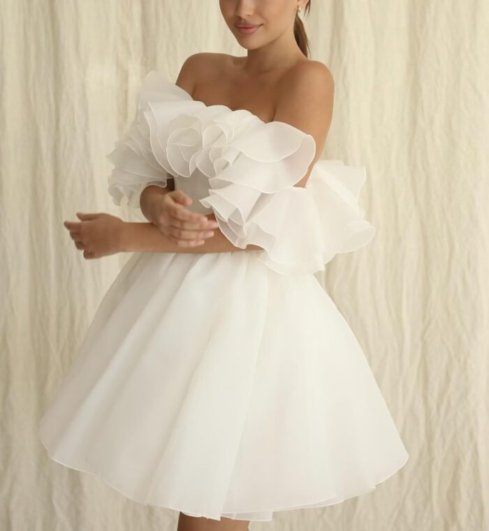 1747148687 short wedding dresses for bride 2025 ruffles puffy sleeve organza homecoming dress a line evening party gown for women.jpg