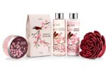 1747152068 elegant modern cherry blossom bath and body gift set 6pc home spa set with bubble bath bath salts body lotion bath puff and rose soaps in wooden curio mothers day gift for mom.jpg