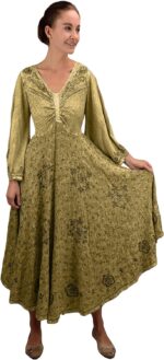 1747152553 agan traders womens 2025 sping bohemian medieval renaissance embroidered bell sleeve flared calf length dress gown.jpg