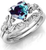 1747160805 10k 14k 18k solid gold heart gemstone engagement ring set for women leaf art deco ring set heart cut vintage vine gemstone bridal wedding promise ring set size415.jpg