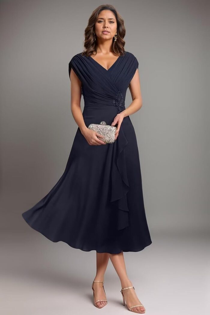 1747172718 tea length mother of the bride dresses for women chiffon prom gown lace appliques cap sleeve evening party gown wedding.jpg