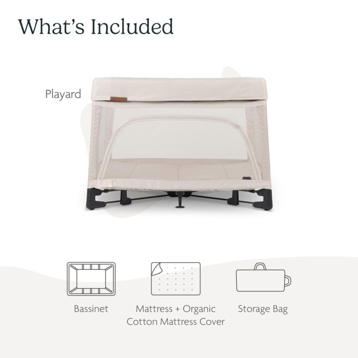 1747173387 uppababy remi playard deluxe 3 in 1 portable playard bedside bassinet travel crib mesh bassinet mattress organic cotton mattress cover storage bag included charlie sand melange.jpg