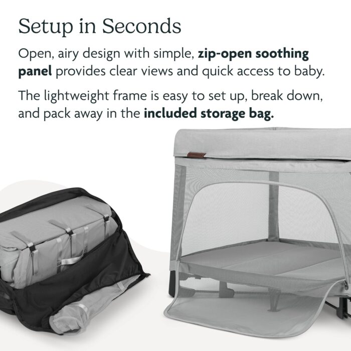 1747173389 uppababy remi playard deluxe 3 in 1 portable playard bedside bassinet travel crib mesh bassinet mattress organic cotton mattress cover storage bag included charlie sand melange.jpg