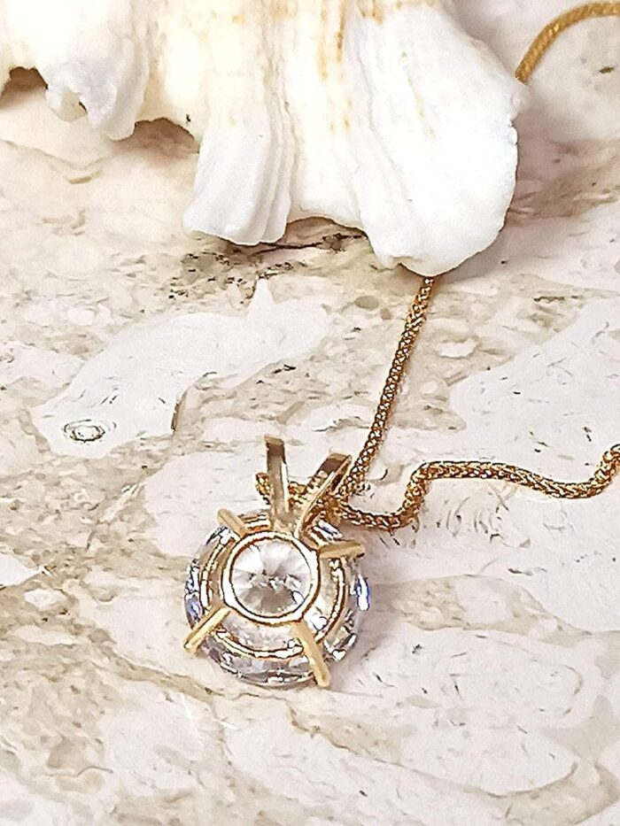 1747176149 18k solid gold luxury womens day gift for her 8mm diamond necklace pendant 1.5 carat solitaire diamond floating diamond necklace yellow gold handmade jewellery for women.jpg