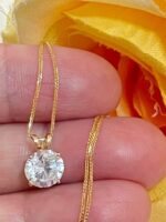 1747176150 18k solid gold luxury womens day gift for her 8mm diamond necklace pendant 1.5 carat solitaire diamond floating diamond necklace yellow gold handmade jewellery for women.jpg