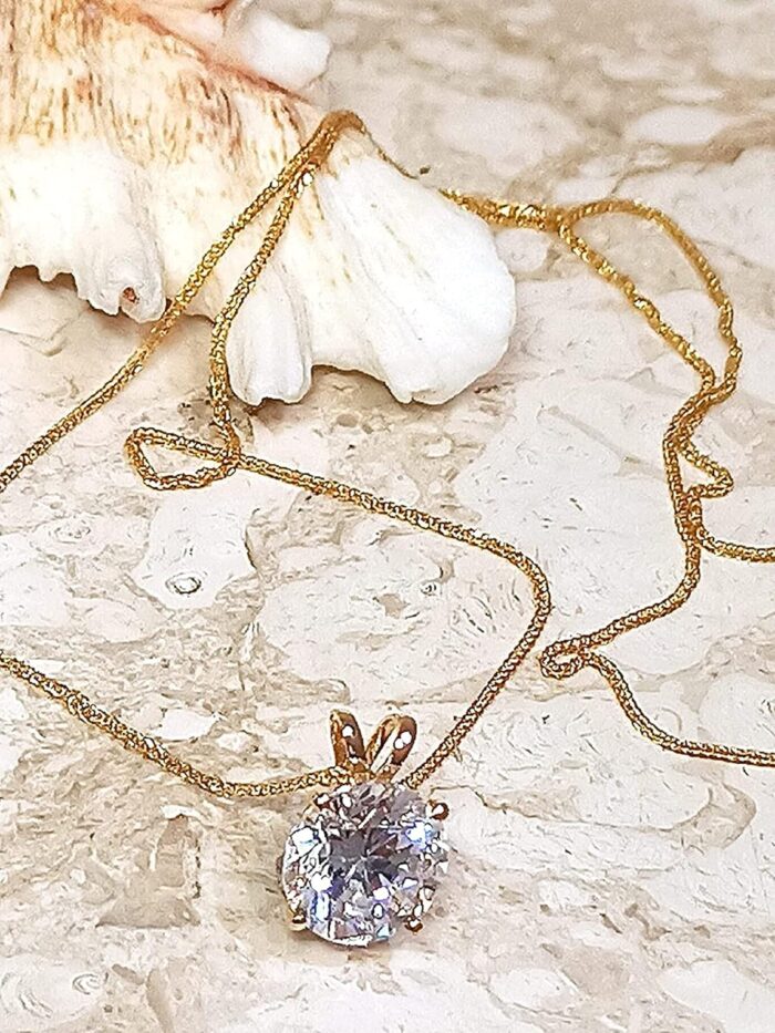 1747176153 18k solid gold luxury womens day gift for her 8mm diamond necklace pendant 1.5 carat solitaire diamond floating diamond necklace yellow gold handmade jewellery for women.jpg