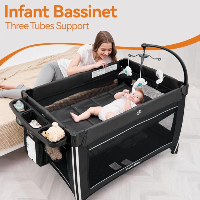 1747184815 pamo babe 4 in 1 baby playards with bassinet changing table portable crib breathable mesh and toy mobile.jpg