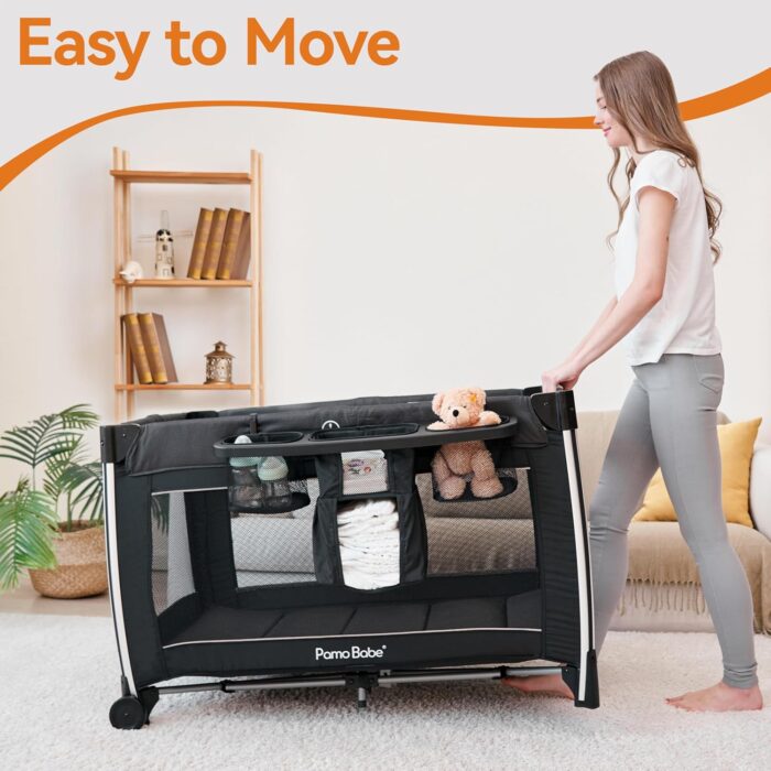 1747184819 pamo babe 4 in 1 baby playards with bassinet changing table portable crib breathable mesh and toy mobile.jpg