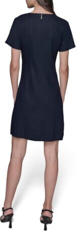 1747194963 karl lagerfeld paris womens light tie neck short sleeve mini dress.jpg