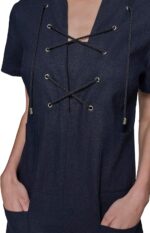 1747194966 karl lagerfeld paris womens light tie neck short sleeve mini dress.jpg