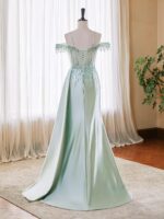 1747198635 off shoulder sequin prom dresses long 2025 satin mermaid formal dresses spaghetti strap evening party dress with slit.jpg