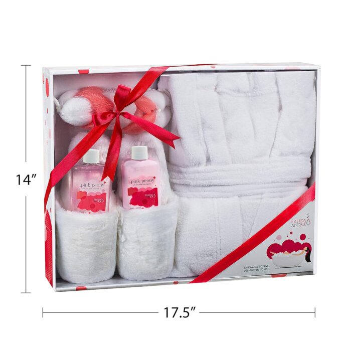 1747212150 luxury home spa gift basket with pink peony scent indulgent ultra soft bathrobe plush slipper spa box for women complete bath body set luxury body care.jpg