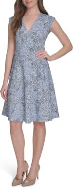 1747220768 tommy hilfiger womens v neck all over columbier print fit and flare dress.jpg