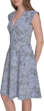 1747220769 tommy hilfiger womens v neck all over columbier print fit and flare dress.jpg