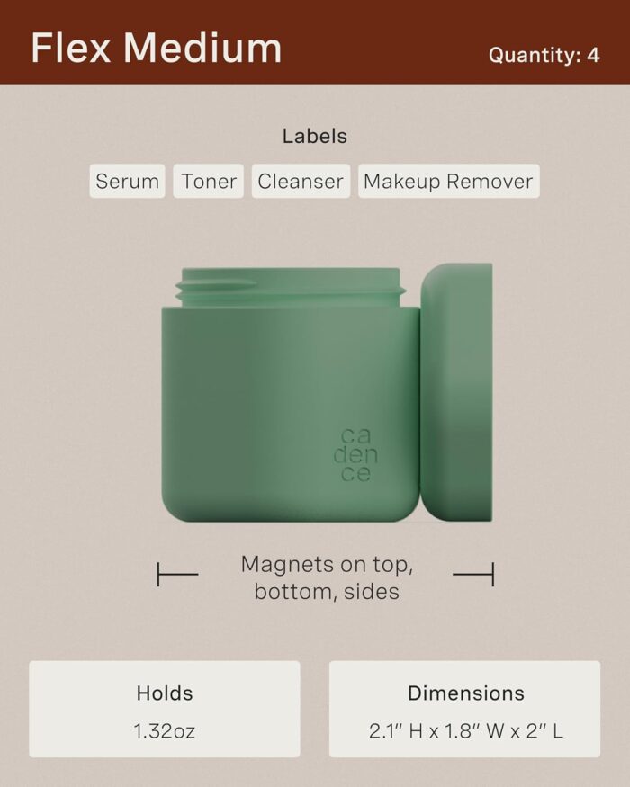 1747221809 cadence travel containers full skincare set magnetic travel capsules 2 small 0.56oz 4 medium capsules 1.32oz extender 1.43oz with multiple labels for better organization sand.jpg