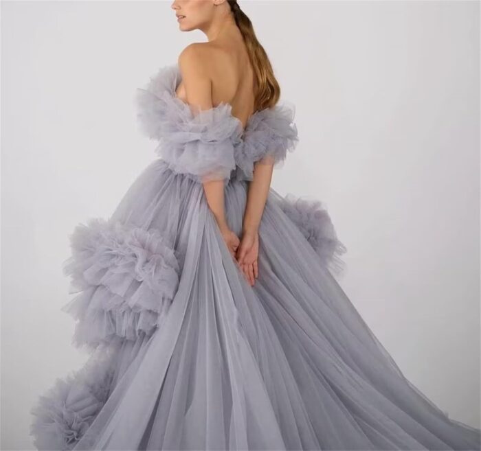 1747235647 high low puffy tulle prom dresses long for women ball gown 2025 tiered ruffles evening party dress.jpg