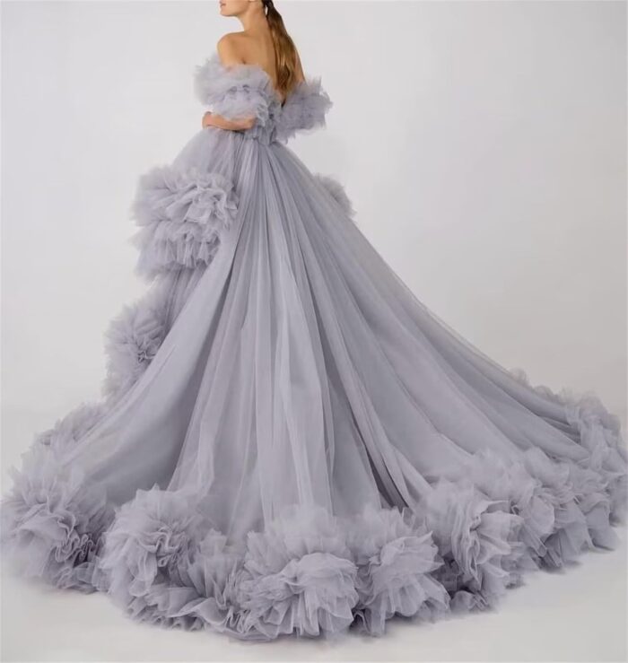 1747235650 high low puffy tulle prom dresses long for women ball gown 2025 tiered ruffles evening party dress.jpg