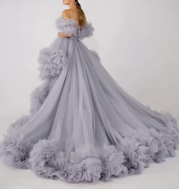 1747235651 high low puffy tulle prom dresses long for women ball gown 2025 tiered ruffles evening party dress.jpg
