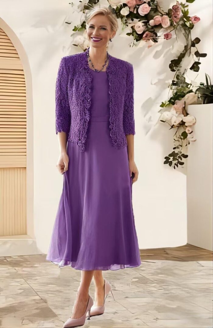 1747239373 2 pieces mother of bride dress with beadedlace jacket mother of the groom dresses tea length formal evening gowns.jpg