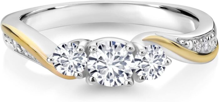 1747242262 gem stone king 925 sterling silver and 10k yellow gold white lab grown diamond 3 stone engagement ring for women 0.50 cttw gemstone april birthstone available in size 5 6 7 8 9.jpg
