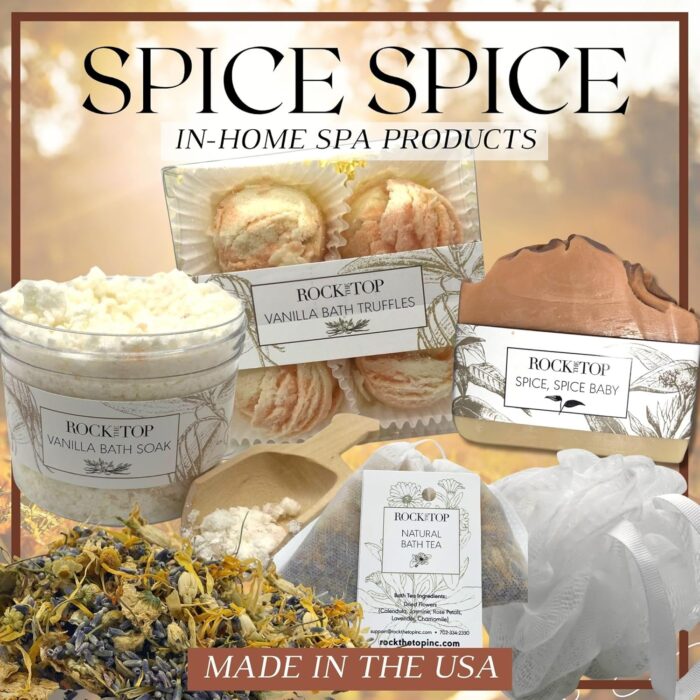 1747245448 relaxation gifts for women. 6 self care gifts mineral rich vanilla bath salt pumpkin spice bath soap bath bomb truffles. spa kit that will leave her skin so soft.jpg