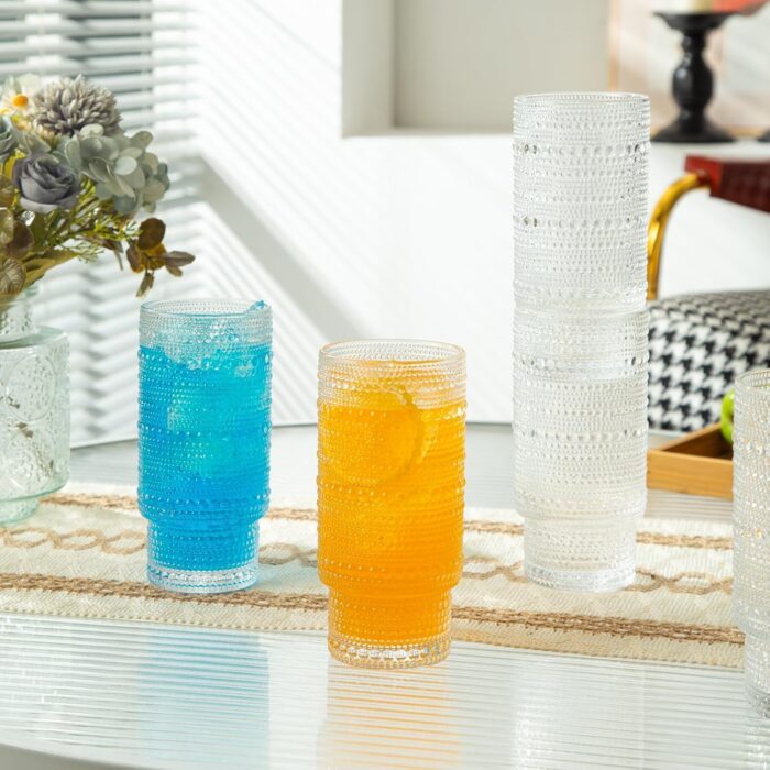 1747263694 set of 6 16oz ribbed glass cups elegant iced coffee glasses perfect for coffee whiskey cocktails beer and tea ideal kitchen accessory great gift for women set of 6.jpg