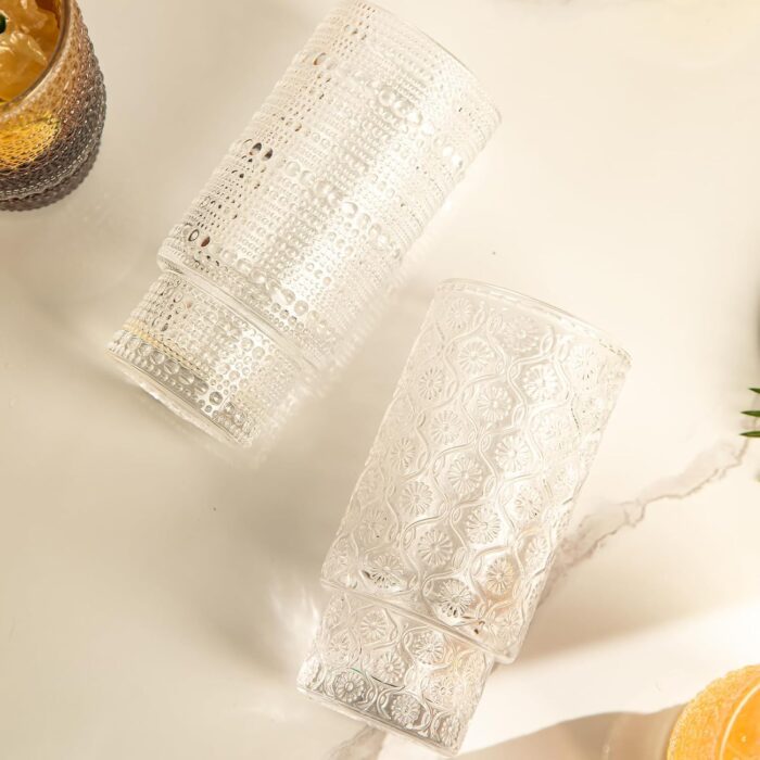 1747263696 set of 6 16oz ribbed glass cups elegant iced coffee glasses perfect for coffee whiskey cocktails beer and tea ideal kitchen accessory great gift for women set of 6.jpg