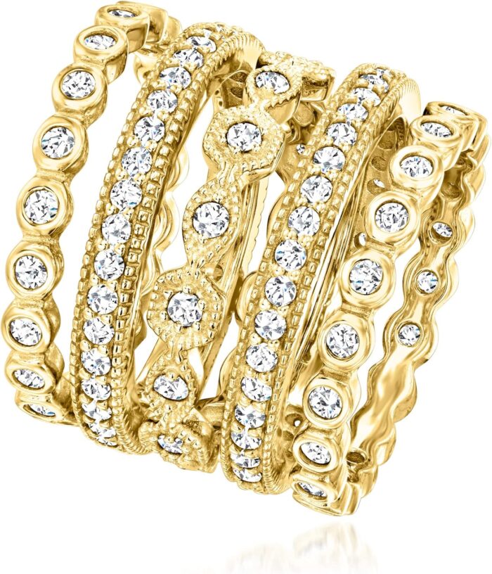 1747285510 ross simons 2.50 ct. t.w. cz jewelry set 5 eternity bands in 18kt gold over sterling.jpg